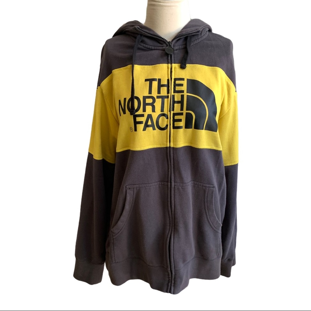 The North Face Yellow and Gray Hoodie
